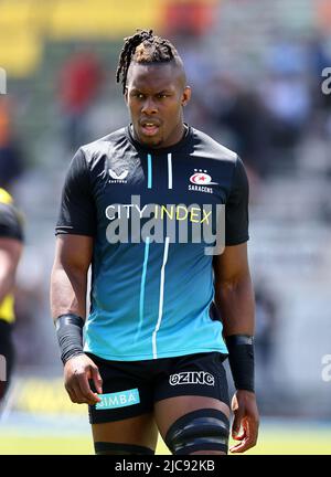 London, Großbritannien, 11.. Juni 2022. Maro Itoje von Saracens während des Spiels der Gallagher Premiership im StoneX Stadium, London. Bildnachweis sollte lauten: David Klein / Sportimage Stockfoto