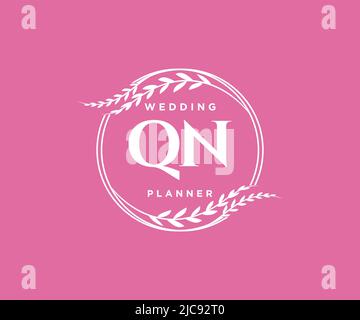 QN Initials Letter Hochzeit Monogram Logos Kollektion, handgezeichnete moderne minimalistische und florale Vorlagen für Einladungskarten, Save the Date, elegant Stock Vektor