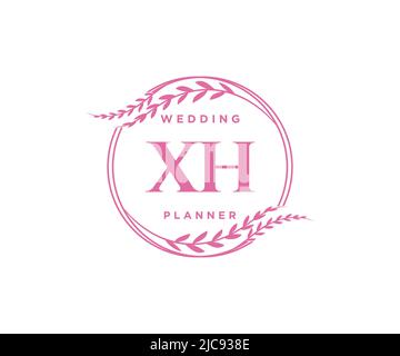 XH Initials Letter Hochzeit Monogram Logos Kollektion, handgezeichnete moderne minimalistische und florale Vorlagen für Einladungskarten, Save the Date, elegant Stock Vektor