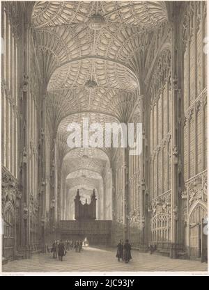 Interieur der King's College Chapel in Cambridge Chapelle du College Royal, Cambridge, The Chapel of the Royal College, Cambridge England, Irland und Schottland England, Irland & Schottland , Druckerei: Louis Jules Arnout, (auf Objekt erwähnt), Zeichner: Louis Jules Arnout, (auf Objekt erwähnt), Drucker: Joseph Rose Lemercier, (auf Objekt genannt), Druckerei: Paris, Zeichner: Paris, Drucker: Paris, Verlag: Paris, Verlag: Berlin, Verlag: London, Verlag: New York (Stadt), 1855 - 1856, Papier, H 568 mm × B 402 mm Stockfoto