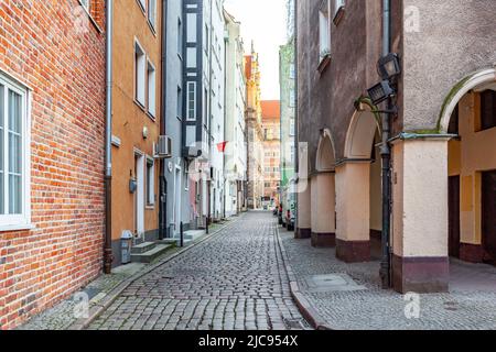 Fassaden historischer Gebäude in der Altstadt von Danzig. Polen Stockfoto