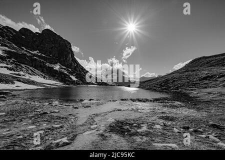 Matterhorn am Gornergrat, Schweiz (monochrom) Stockfoto