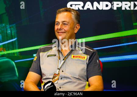 ISOLA Mario (ita), Motorsport Racing Manager von Pirelli, Portrait-Pressekonferenz während des Formel 1 Großen Preises von Aserbaidschan 2022, 8. Runde der FIA Formel 1 Weltmeisterschaft 2022, auf dem Baku City Circuit, vom 10. Bis 12. Juni 2022 in Baku, Aserbaidschan - Foto: Dppi /DPPI/LiveMedia Stockfoto