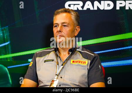 ISOLA Mario (ita), Motorsport Racing Manager von Pirelli, Portrait-Pressekonferenz während des Formel 1 Großen Preises von Aserbaidschan 2022, 8. Runde der FIA Formel 1 Weltmeisterschaft 2022, auf dem Baku City Circuit, vom 10. Bis 12. Juni 2022 in Baku, Aserbaidschan - Foto: Dppi /DPPI/LiveMedia Stockfoto