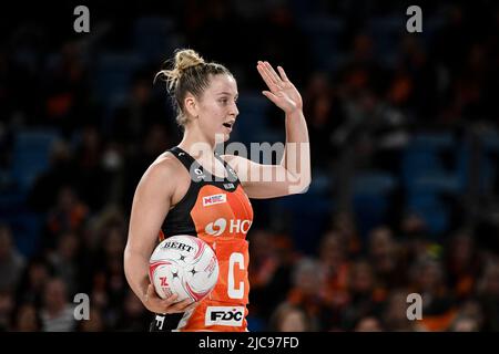 11.. Juni 2022; Ken Rosewall Arena, Sydney, New South Wales, Australien; Australian Suncorp Super Netball, Giants Netball versus Sunshine Coast Lightning; Jamie-Lee Price of the Giants Credit: Action Plus Sports Images/Alamy Live News Stockfoto