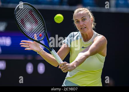 LONDON, GROSSBRITANNIEN. Juni 11, 2022. Greg Russedski (GBR) und Sorana Cirstea (ROU) gegen Marcos Baghdatis (CYP) und Petra Kvitova (ZCE) spielten am Samstag, den 11. Juni 2022, im Edgbaston Priory Club während des Rothesay Classic Birmingham 2022 im Ausstellungsspiel, um sein 40.-jähriges Bestehen zu feiern. Kredit: Taka G Wu/Alamy Live Nachrichten Stockfoto