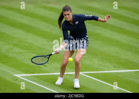 LONDON, GROSSBRITANNIEN. Juni 11, 2022. Greg Russedski (GBR) und Sorana Cirstea (ROU) gegen Marcos Baghdatis (CYP) und Petra Kvitova (ZCE) spielten am Samstag, den 11. Juni 2022, im Edgbaston Priory Club während des Rothesay Classic Birmingham 2022 im Ausstellungsspiel, um sein 40.-jähriges Bestehen zu feiern. Kredit: Taka G Wu/Alamy Live Nachrichten Stockfoto