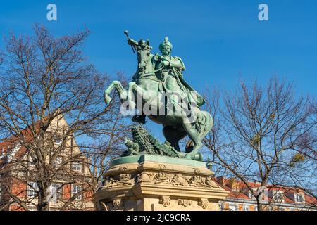 Danzig, Polen - 11. März 2022: Denkmal des Königs Jan III Sobieski. Reisen Stockfoto