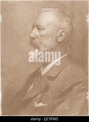 Porträt des Bildhauers Bart van Hove, Druckerei: Jan Visser (1856-1938), (auf Objekt erwähnt), Niederlande, 1897, Papier, H 282 mm × B 220 mm Stockfoto