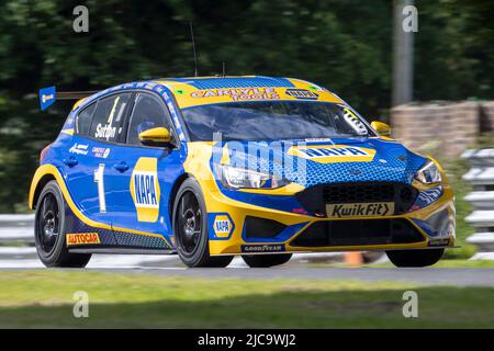 11.. Juni 2022; Oulton Park, Little Budworth, Kephire, England; Kwik Fit British Touring Car Championship, Oulton Park: Ashley Sutton in seinem NAPA Racing UK Ford Focus ST während des Trainings Stockfoto