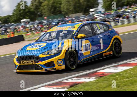 11.. Juni 2022; Oulton Park, Little Budworth, Kephire, England; Kwik Fit British Touring Car Championship, Oulton Park: Ashley Sutton in seinem NAPA Racing UK Ford Focus ST während des Qualifyings Stockfoto