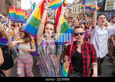 Breslau, Polen. 11.. Juni 2022. Jun 11 2022 Breslauer Gleichstellungsmarsch unterstützt LGBT in Breslau in Polen (Foto: © Krzysztof Kaniewski/ZUMA Press Wire) Stockfoto