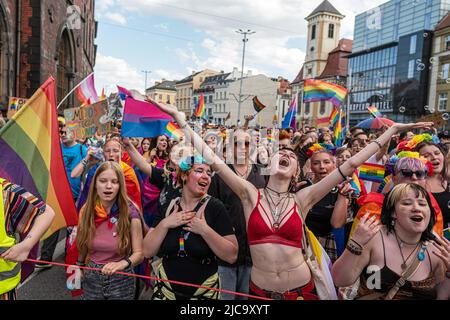 Breslau, Polen. 11.. Juni 2022. Jun 11 2022 Breslauer Gleichstellungsmarsch unterstützt LGBT in Breslau in Polen (Foto: © Krzysztof Kaniewski/ZUMA Press Wire) Stockfoto