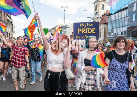 Breslau, Polen. 11.. Juni 2022. Jun 11 2022 Breslauer Gleichstellungsmarsch unterstützt LGBT in Breslau in Polen (Foto: © Krzysztof Kaniewski/ZUMA Press Wire) Stockfoto