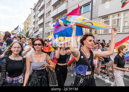 Breslau, Polen. 11.. Juni 2022. Jun 11 2022 Breslauer Gleichstellungsmarsch unterstützt LGBT in Breslau in Polen (Foto: © Krzysztof Kaniewski/ZUMA Press Wire) Stockfoto