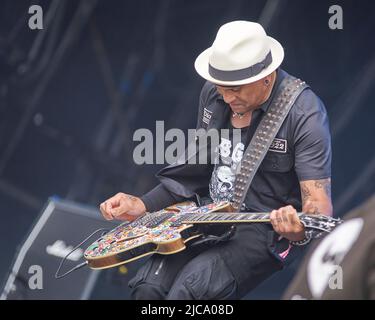 CJ Wildheart of the Wildhearts treten beim Bloodstock Festival, Catton Park Derbyshire, Großbritannien, auf. 10 August 2019 Stockfoto