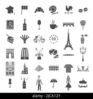 France Solid Web Icons Stock Vektor