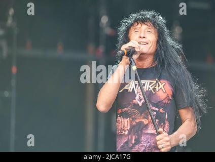 Joey Belladonna Anthrax tritt beim Bloodstock Festival, Catton Park Derbyshire, Großbritannien, auf. 10 August 2019 Stockfoto