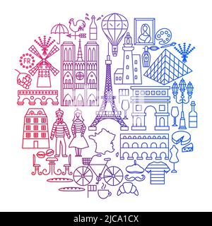 France Line Icon Circle Design Stock Vektor