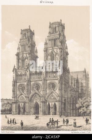 Ansicht der Kathedrale von Orl, Druckerei: Léon Auguste Asselineau, (auf Objekt erwähnt), Zeichner: Léon Auguste Asselineau, (auf Objekt erwähnt), Druckerei: Destouches, (auf Objekt erwähnt), Druckerei: Rouen, Zeichner: Rouen, Drucker: Paris, Verlag: Paris, 1853 - 1856, Papier, H 433 mm × B 291 mm Stockfoto