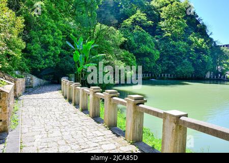 Verlassene Bahnhof Psyrzkha in New Athos Stockfoto