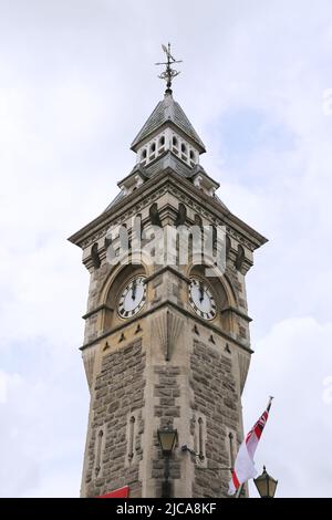 Clock Tower, Hay-on-Wye, Brecknockshire, Powys, Wales, Großbritannien, Großbritannien, Großbritannien, Europa Stockfoto