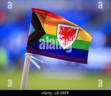 Cardiff City Stadium, Cardiff, Großbritannien. 11.. Juni 2022. UEFA Nations League Football, Wales versus Belgien; die Wales-Eckflagge Credit: Action Plus Sports/Alamy Live News Stockfoto