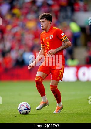 Neco Williams von Wales während des Spiels der UEFA Nations League im Cardiff City Stadium, Cardiff. Bilddatum: Samstag, 11. Juni 2022. Stockfoto