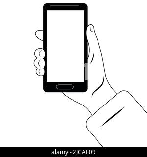 Mobiltelefon in der Hand eines Mannes. Einen Film ansehen. Vektor flach Stock Vektor