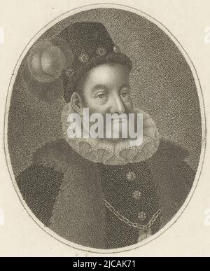 Porträt Rudolf II. Von Habsburg, deutscher Kaiser, Druckerei: Schenck, (auf Objekt erwähnt), Zeichner: Jan Gladysz, (auf Objekt erwähnt), 1700 - 1799, Papier, H 153 mm - B 108 mm Stockfoto