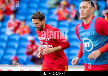 CARDIFF, GROSSBRITANNIEN. 11.. Juni 2022. Joe Allen während der UEFA Nations League 2022 zwischen Wales und Belgien im Cardiff City Stadium. (Bild: Andrew Dowling/Alamy Live News Stockfoto