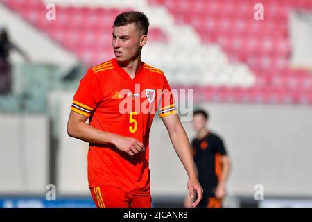 Llanelli, Wales. 11. Juni 2022. Ryan Astley aus Wales U21 während des UEFA-Qualifikationsspiel der U-21-Europameisterschaft der Gruppe E zwischen Wales U21 und den Niederlanden U21 im Parc y Scarlets in Llanelli, Wales, Großbritannien, am 11. Juni 2022. Quelle: Duncan Thomas/Majestic Media. Stockfoto