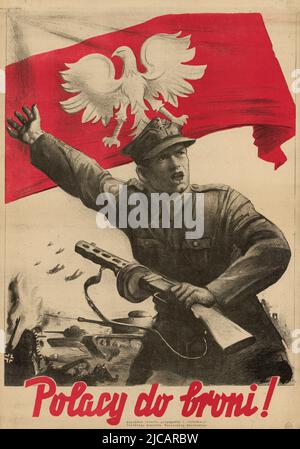 1944 Propagandaplakat der polnischen Heimatarmee mit der Aufschrift „Polen zu Waffen!“ Stockfoto