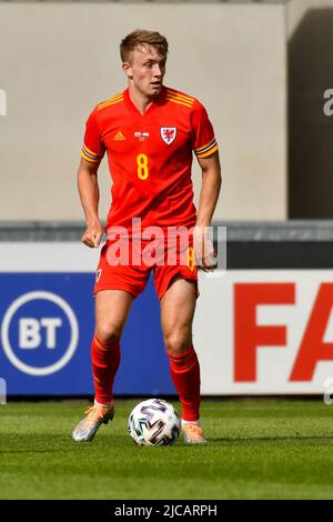 Llanelli, Wales. 11. Juni 2022. Eli King of Wales U21 während des UEFA-Qualifikationsspiel der U-21-Europameisterschaft der Gruppe E zwischen Wales U21 und den Niederlanden U21 im Parc y Scarlets in Llanelli, Wales, Großbritannien, am 11. Juni 2022. Quelle: Duncan Thomas/Majestic Media. Stockfoto