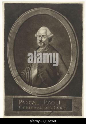 Pascal Paoli, General und Führer der Korsen, Porträt von Pascal Paoli, Druckerei: Rienk Jelgerhuis, Nordniederland, 1755 - 1806, Papier, H 323 mm × B 224 mm Stockfoto