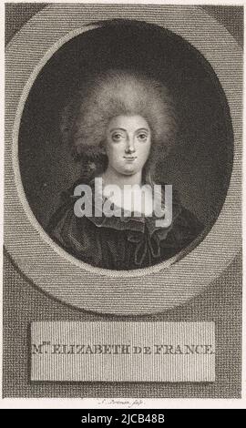 Porträt von Elisabeth Philippine Marie Helene, Prinzessin von Frankreich, Druckerei: Ludwig Gottlieb Portman, (auf Objekt erwähnt), Amsterdam, 1805, Papier, H 240 mm × B 152 mm Stockfoto