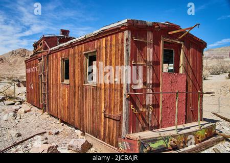 Rhyolite Geisterstadt verlassene Zug Stockfoto