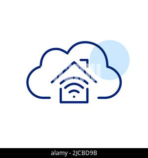 Smart Home Cloud-Speicher Pixel perfekt bearbeitbare Strichlinie Kunst Symbol Stock Vektor