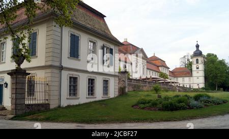 Schloss Fasanerie, ursprünglich Schloss Adolphseck genannt, Schlosskomplex aus dem Jahr 1700s, bei Fulda, parkseitiger Flügel, Eichenzell, Deutschland Stockfoto