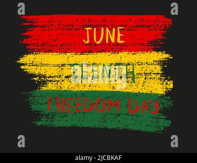 Juneteenth Freedom Day. Afro-Amerikanischer Unabhängigkeitstag. Juni 19. Abstraktes Design für Postkarten, Banner und Poster. Vetor, Illustration. Stock Vektor