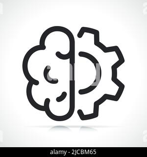 Menschliches Gehirn mit Darstellung des Getriebes Stock Vektor