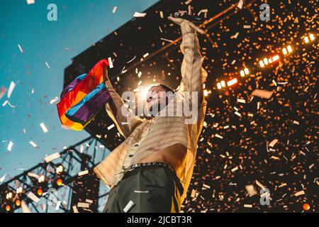 11/06/2022 - amerikanische Popband IMAGINE DRAGONS spielt live auf den I-Days 2022 in Mailand, Italien Stockfoto