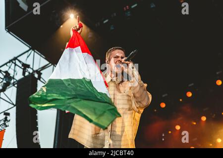 11/06/2022 - amerikanische Popband IMAGINE DRAGONS spielt live auf den I-Days 2022 in Mailand, Italien Stockfoto