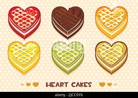 Obst- und Schokoladenkuchen in Herzform Stock Vektor