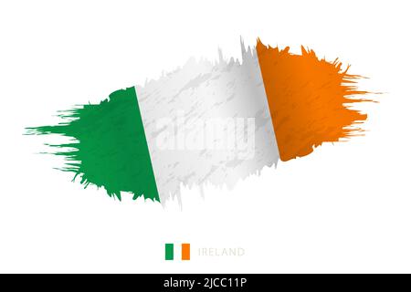 Gemalte Pinselstreichflagge von Irland mit Windeffekt. Vektorflagge. Stock Vektor