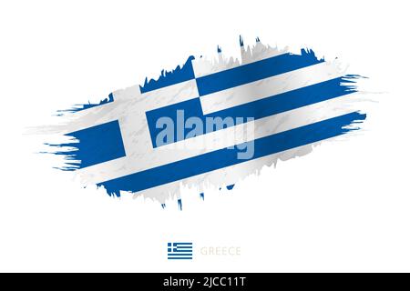 Bemalte Pinselstreichflagge Griechenlands mit wehender Wirkung. Vektorflagge. Stock Vektor