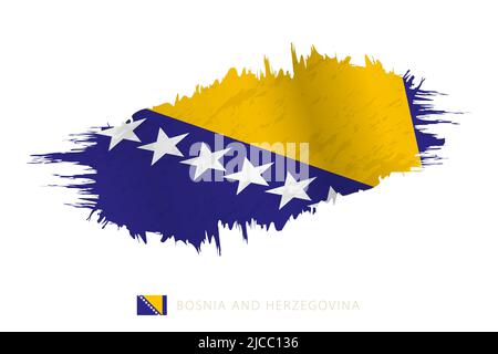 Bemalte Pinselstreichflagge von Bosnien und Herzegowina mit Winkeleffekt. Vektorflagge. Stock Vektor