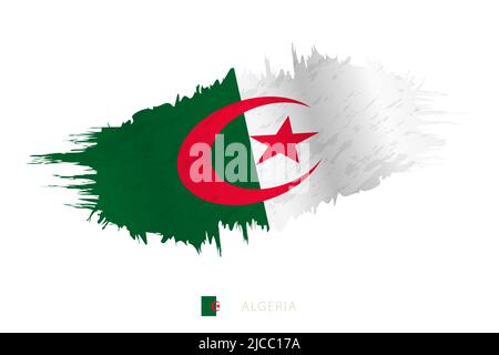 Bemalte Pinselstreichflagge Algeriens mit wehender Wirkung. Vektorflagge. Stock Vektor