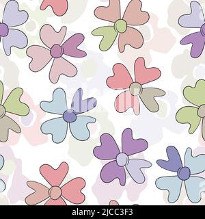 Nahtloses Blumenmuster mit Rosen auf Basis traditioneller Volkskunst-Ornamente. Bunte Blumen auf weißem Hintergrund. Doodle-Stil. Vektorgrafik Stock Vektor