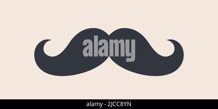 Schwarzer Schnurrbart. Silhouette schwarz vintage Schnurrbart isoliert auf weißem Hintergrund. Symbol des Vatertages, Zeichen für Barber Shop. Retro-Schnurrbärte mit lockigem Hipster, altmodischer Stil. Vektorgrafik Stock Vektor